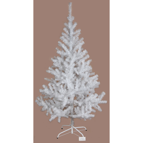 Ялинка штучна - Валентина, 180 см, з 2 частин, металева ніжка, ялинка, білий з сріблястим, ПВХ (МКВ-180)