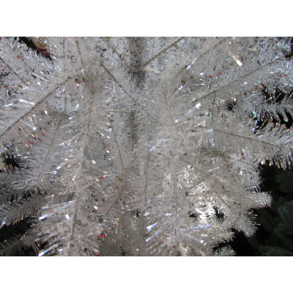 Ялинка штучна - Валентина, 180 см, з 2 частин, металева ніжка, ялинка, білий з сріблястим, ПВХ (МКВ-180)