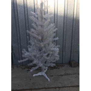 Ялинка штучна - Валентина, 180 см, з 2 частин, металева ніжка, ялинка, білий з сріблястим, ПВХ (МКВ-180)