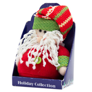 Ялинкова іграшка м'яка - Червоний Санта (Дід Мороз) у червоній шапці, 9 см, червоний, текстиль (000265-14)