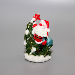 Свічка - Санта (Дід Мороз) з ялинкою, 7,3x5,9x11,2 см, червоний з білим, парафін (790722-2)