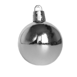 Набір ялинкових іграшок - міні-кулі, 16 шт, D4 см, сріблястий, глянець, пластик (890650)