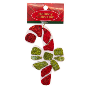 Новорічна ялинкова іграшка - фігурка Цукерка, 13 см, червоний, пінопласт (000562-2)