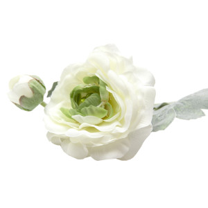 Штучна квітка жовтець, тканина, пластик, 35 см, білий (630065)