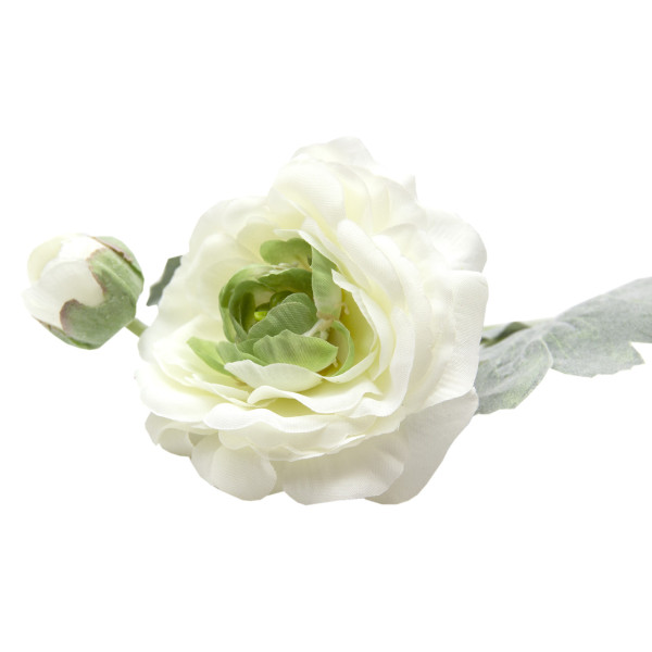 Штучна квітка жовтець, тканина, пластик, 35 см, білий (630065)