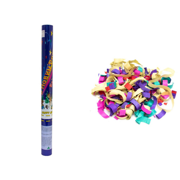 Хлопавка пневматична, 60 см, "З Новим Роком", різнокольорові паперові фігурки (400225-2)