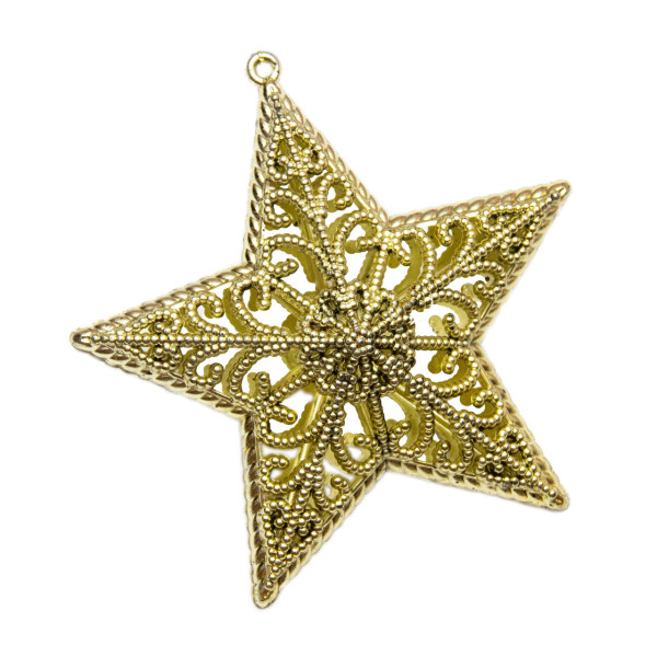 Ялинкова іграшка - Зірка, 13 см, золотистий, пластик (000494-2)