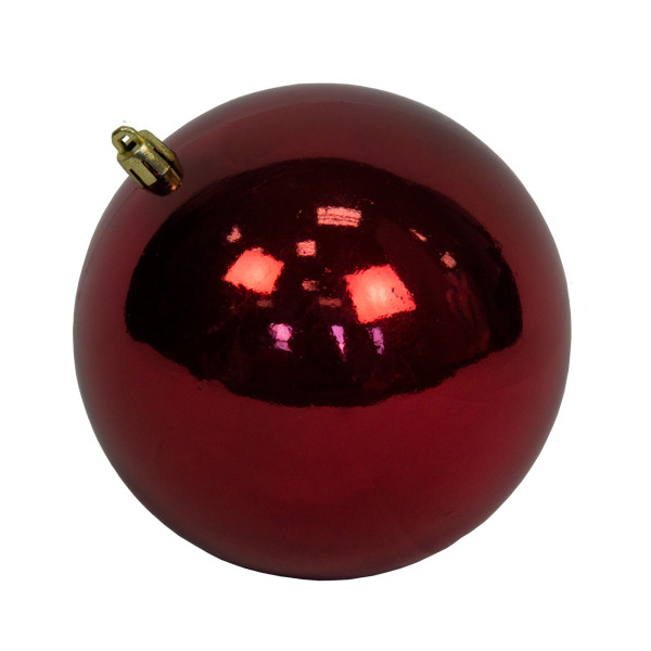 Ялинкова іграшка - куля, D12 см, червона, глянець, пластик (890919)