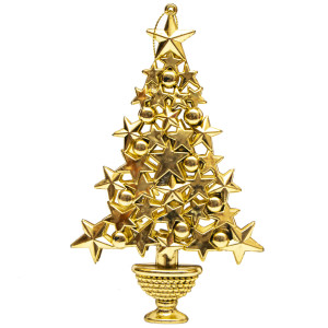 Ялинкова іграшка - Ялинка золота, 16 см, золотистий, пластик (000500)