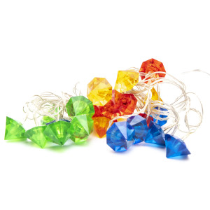 Світлодіодна гірлянда - акриловий діамант, 3,4 м, 24 л, різнокольоровий, IP44 (040230)