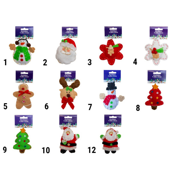 Ялинкова іграшка м'яка - Санта (Дід Мороз) із загнутою рукою, 11 см, червоний, текстиль (000401-10)