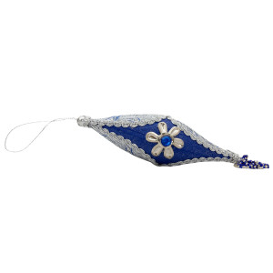 Ялинкова іграшка м'яка - Бурулька, 10 см, синій, текстиль з бісером (430260-2)