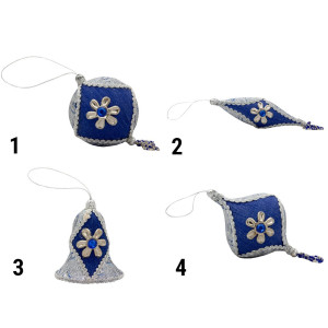 Ялинкова іграшка м'яка - Бурулька, 10 см, синій, текстиль з бісером (430260-2)