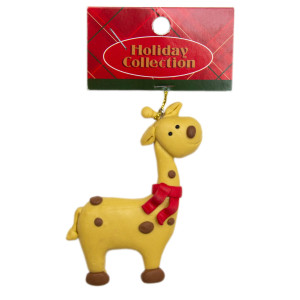 Новорічна ялинкова іграшка - фігурка Жираф, 9 см, коричневий, пластик (001378-8)