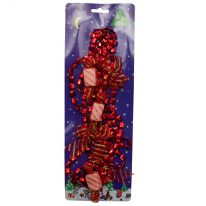 Намисто на ялинку з прикрасами, 2,7 м, червоний, пластик, текстиль (471157-3)