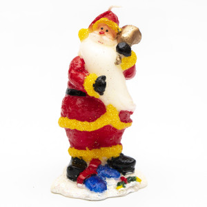 Свічка - Санта (Дід Мороз) із дзвоником, 11 см, червоний з білим, парафін (011360)