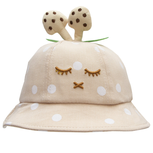 Панама дитяча з грибочками, бежевий, 48-53 см, 3-6 років, бавовна (517823)