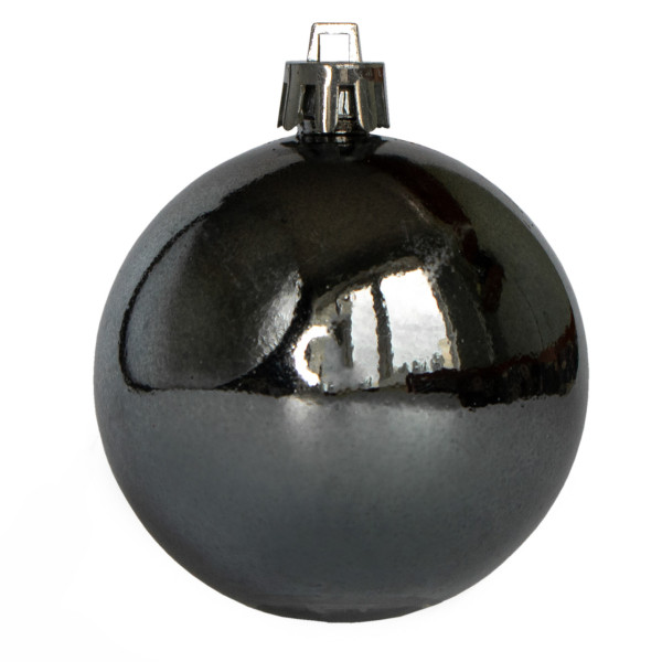 Набір ялинкових іграшок - кулі, 6 шт, D6 см, сріблястий, матовий, глянець, гліттер, пластик (251758)