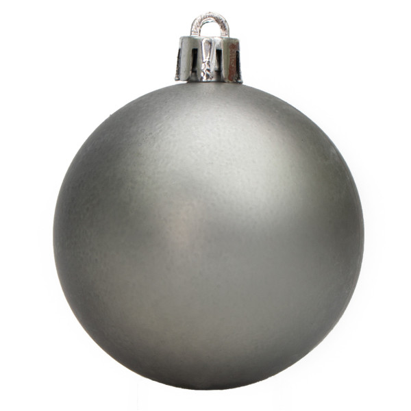 Набір ялинкових іграшок - кулі, 6 шт, D6 см, сріблястий, матовий, глянець, гліттер, пластик (251758)