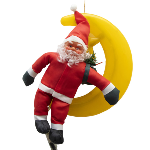 Новорічна світлодіодна декорація - Санта (Дід Мороз) сидить на місяці, 30 см, L 30 см, червоний, дюралайт, IP44 (350391)