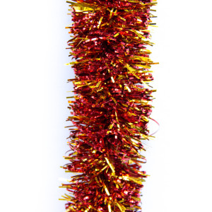 Новорічна прикраса - мішура, 200x7 см, ПВХ, червоно-золотиста (ГСС-50/70/2-6)