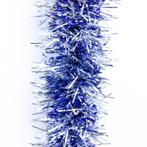 Новорічна прикраса - мішура, 200x7 см, ПВХ, сріблясто-синя (ГСС-70/70/2-3)