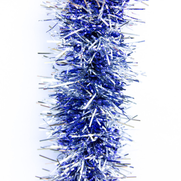 Новорічна прикраса - мішура, 200x7 см, ПВХ, сріблясто-синя (ГСС-70/70/2-3)
