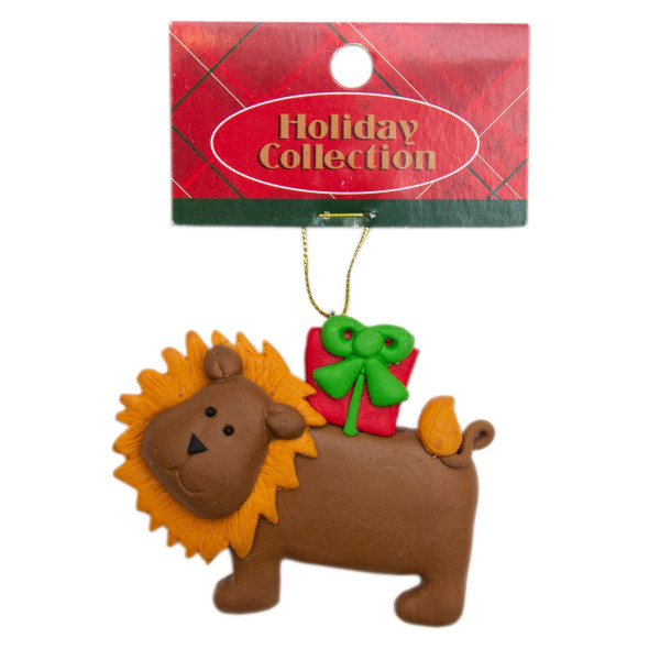 Новорічна ялинкова іграшка - фігурка Лев, 9 см, коричневий, пластик (001378-7)