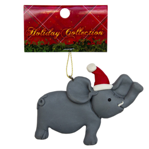 Новорічна ялинкова іграшка - фігурка Слон, 9 см, сірий, пластик (001378-1)