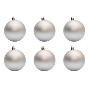 Набір ялинкових іграшок - кулі, 6 шт, D8 см, сріблястий, матовий, пластик (890773)