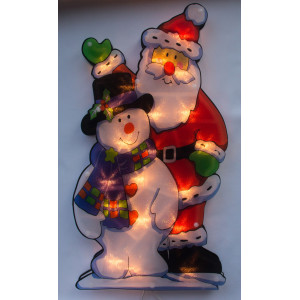 Світлодіодна декорація - Санта (Дід Мороз) та сніговик, 44x24 см, 20л, пластик, IP20 (640164)