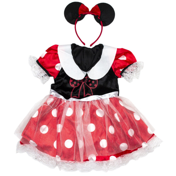 Дитячий карнавальний костюм мишки для дівчинки, зріст 92-104 см, рожевий, білий, віскоза, поліестер (091047A)