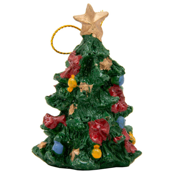 Новорічна ялинкова іграшка - фігурка Ялинка, 9 см, зелений, полістоун (000180-3)
