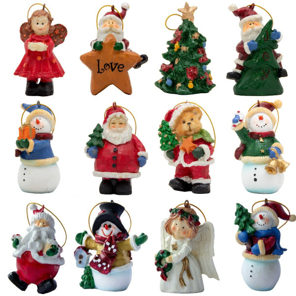 Новорічна ялинкова іграшка - фігурка Ялинка, 9 см, зелений, полістоун (000180-3)