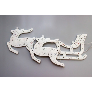 Світлодіодна декорація - Санта (Дід Мороз) на санях та 2 олені, 19x39 см, 50л, різнокольоровий, IP20 (051687)