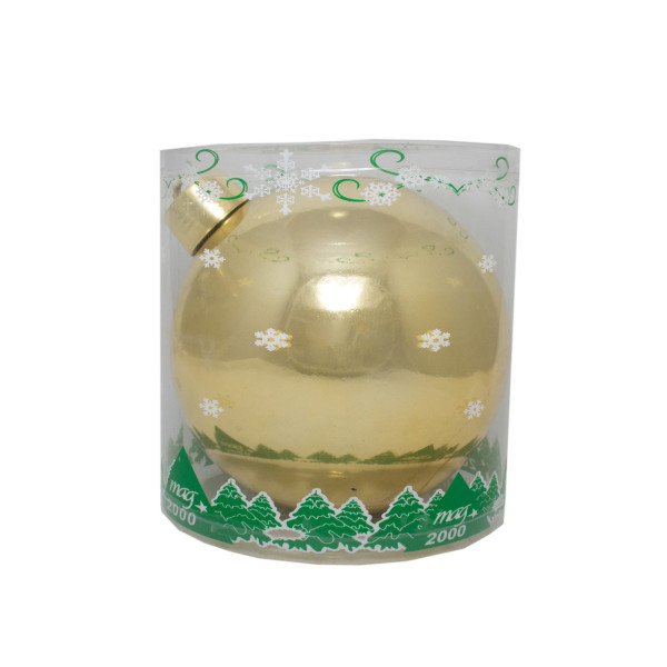 Велика ялинкова іграшка - куля, 20 см, золотиста, глянець, пластик (034017)