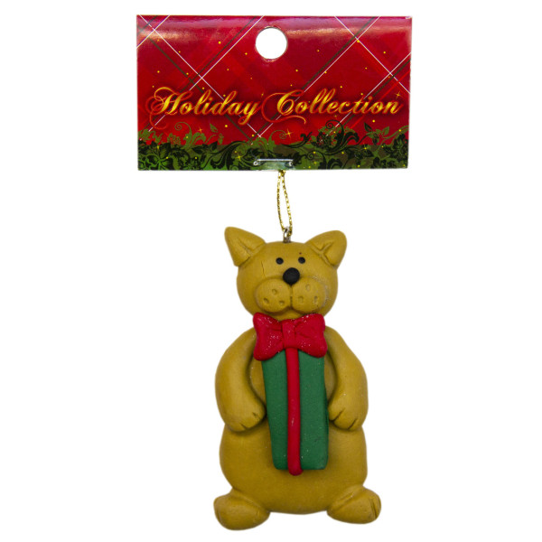 Новорічна ялинкова іграшка - фігурка Собака, 9 см, коричневий, пластик (001378-3)