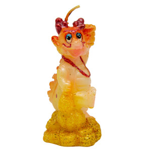 Свічка - Дракон з лапою вгору, 6,5 см, жовтий, парафін (441396-4)