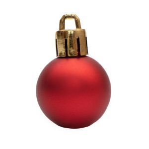 Набір ялинкових іграшок - міні-кулі, 16 шт, D2,5 см, червоний, матовий, пластик (890551)