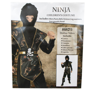 Дитячий карнавальний костюм ніндзя для хлопчика, зріст 92-104 см, чорний, віскоза, поліестер (091006A)