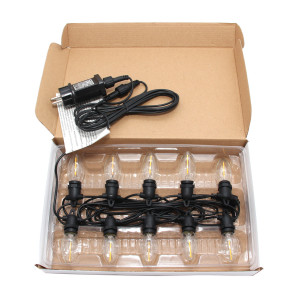 Світлодіодна гірлянда, 8,4 м, 10 ламп E14 з однією ниткою, подовжувач, теплий білий, IP44 (930028)