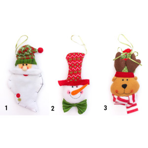 Новорічна ялинкова іграшка - фігурка Санта (Дід Мороз), 20 см, білий, текстиль (430482-1)