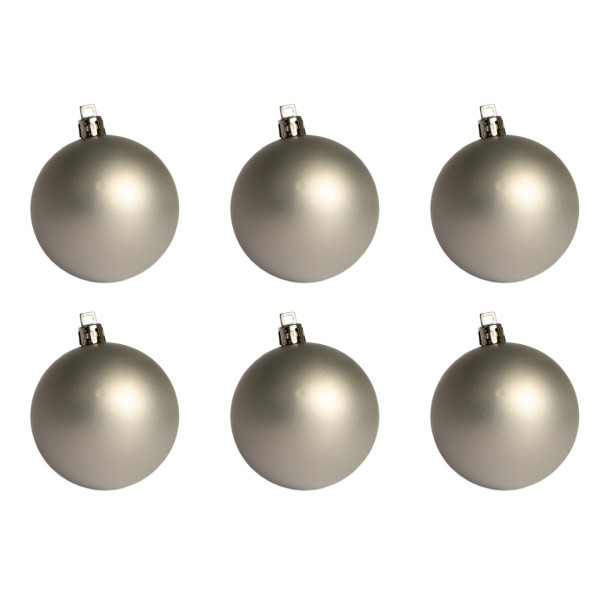 Набір ялинкових іграшок - кулі, 6 шт, D6 см, сріблястий, матовий, пластик (030620-1)