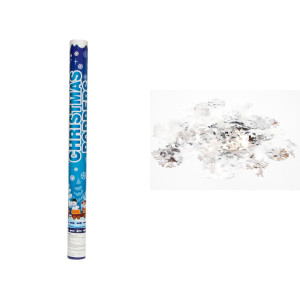 Хлопавка пневматична, CHRISTMAS POPPERS, 58,5 см, білі та сріблясті сніжинки з фольги (401079-1)