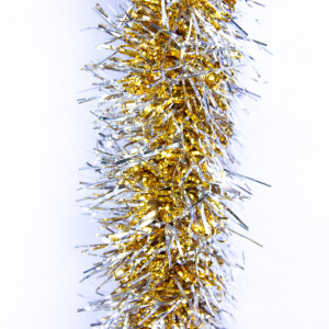 Новорічна прикраса - мішура, 200x7 см, ПВХ, сріблясто-золотиста (ГСС-70/70/2-8)
