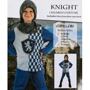 Дитячий карнавальний костюм лицар, зріст 92-104 см, синій, віскоза, поліестер (091032A)