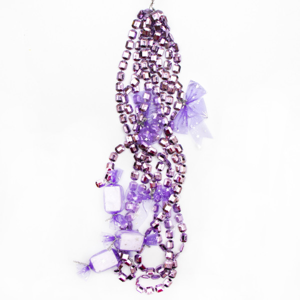 Намисто на ялинку з прикрасами, 2,7 м, фіолетовий, пластик, текстиль (471157-6)