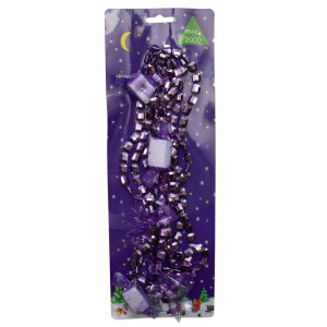 Намисто на ялинку з прикрасами, 2,7 м, фіолетовий, пластик, текстиль (471157-6)