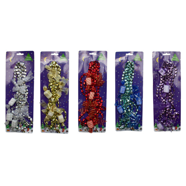 Намисто на ялинку з прикрасами, 2,7 м, фіолетовий, пластик, текстиль (471157-6)