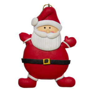 Новорічна ялинкова іграшка - фігурка Санта (Дід Мороз) червоний, 8 см, червоний, полістоун (000654-4)